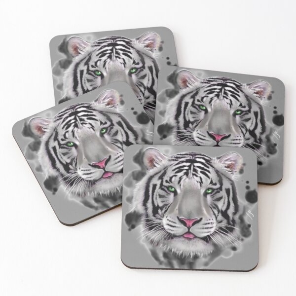 Item preview, White Green Eyed Tiger Painting designed and sold by CharliFaure.