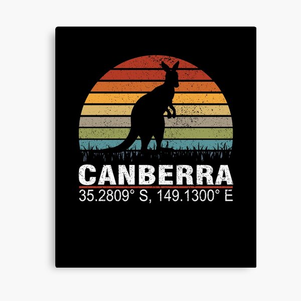 Canberra Australien Vintage Retro Kanguru Mit Gps Koordinaten Leinwanddruck Von Bullish Bear Redbubble