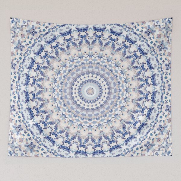 Item preview, Blue and Peach Floral Mandala designed and sold by Kelly Dietrich Mandala & Fractal Art.