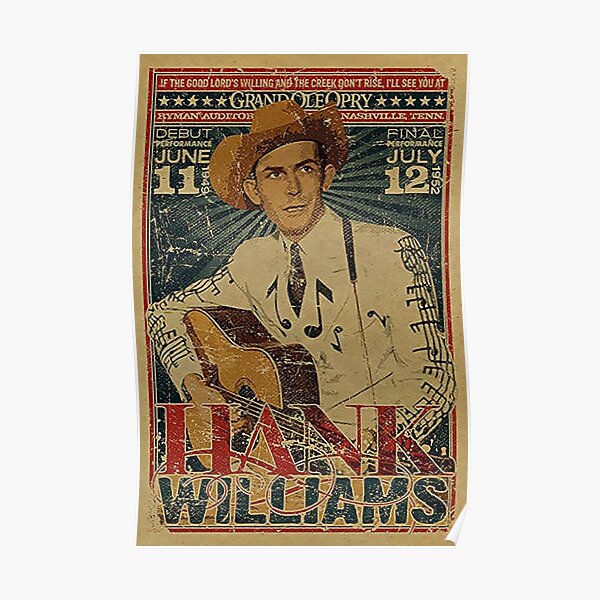 Hank Williams Vintage Grand Ole Opry Concert Poster Poster