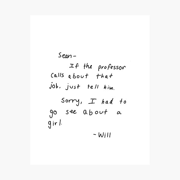 Good Will Hunting letter to Sean Photographic Print