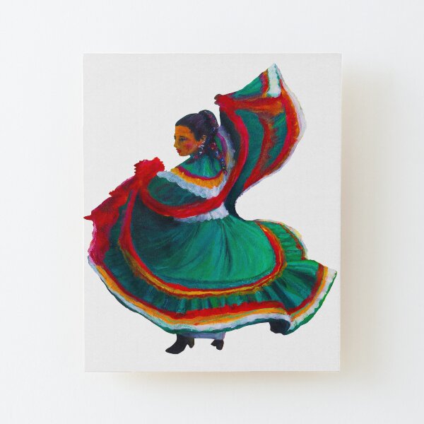 Baile Folklorico Vestido Verde Wood Mounted Print