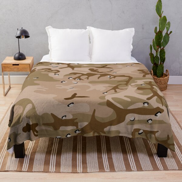 Desert Gulf Brown Camouflage Abstract Pattern, RBSSG Throw Blanket
