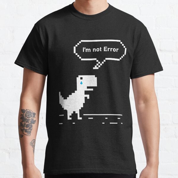 No Internet No Life Dinosaur Chrome Funny Game 8-Bit Pixel Unisex Tee T-Shirt