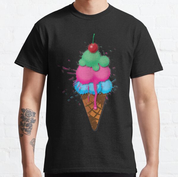 Ice Cream Flavors T-Shirt Man Colorful Waffle Cone Y2K T-Shirts