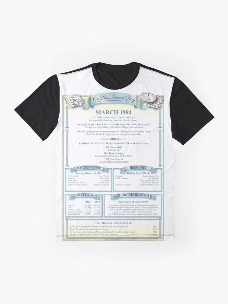 Alternate view of On this Special day in History March 1984 Graphic T-Shirt