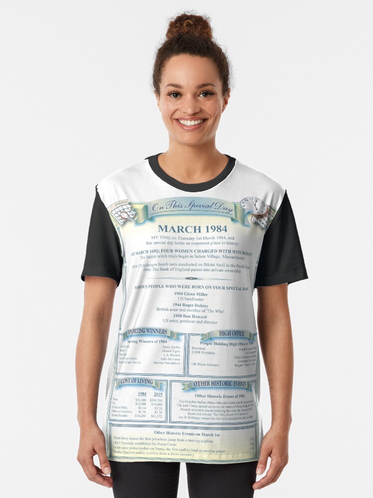Alternate view of On this Special day in History March 1984 Graphic T-Shirt