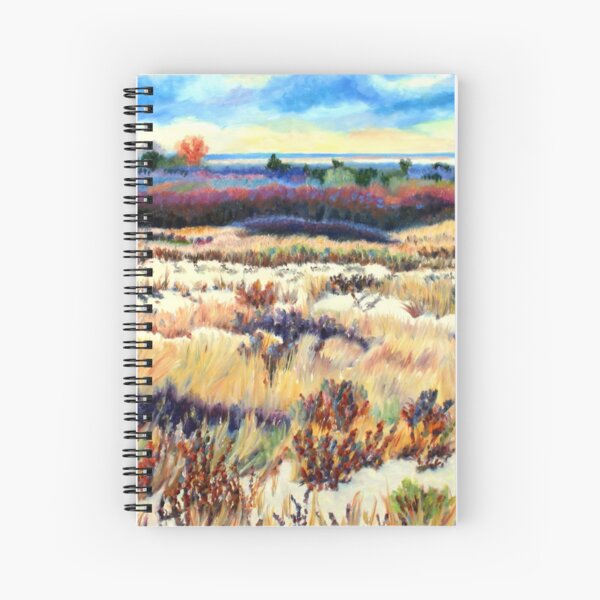 Winter Dunes, Long Beach Island, New Jersey, Jersey Shore, from impressionist oil painting by Pamela Parsons Spiral Notebook