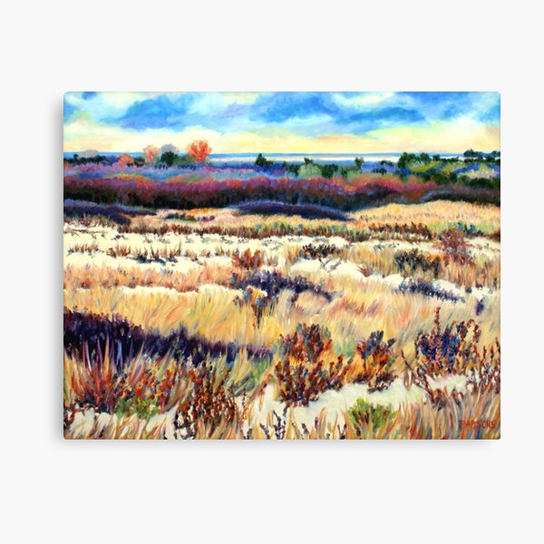 Winter Dunes, Long Beach Island, New Jersey, Jersey Shore, from impressionist oil painting by Pamela Parsons Canvas Print