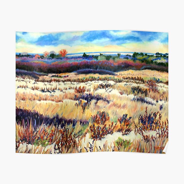 Winter Dunes, Long Beach Island, New Jersey, Jersey Shore, from impressionist oil painting by Pamela Parsons Poster