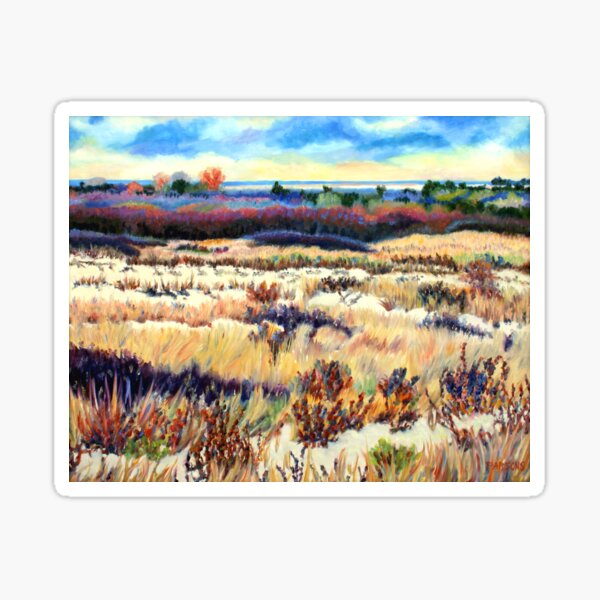 Winter Dunes, Long Beach Island, New Jersey, Jersey Shore, from impressionist oil painting by Pamela Parsons Sticker