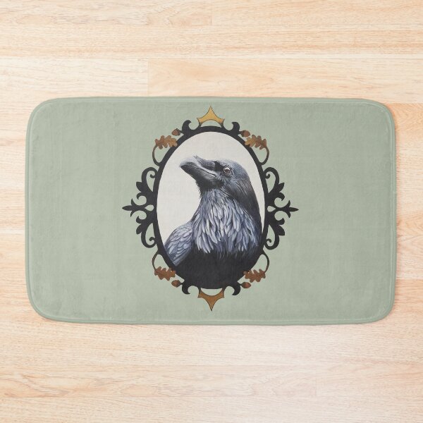 Item preview, Raven - bird portrait with oak leaf oval frame designed and sold by Emily Bickell.