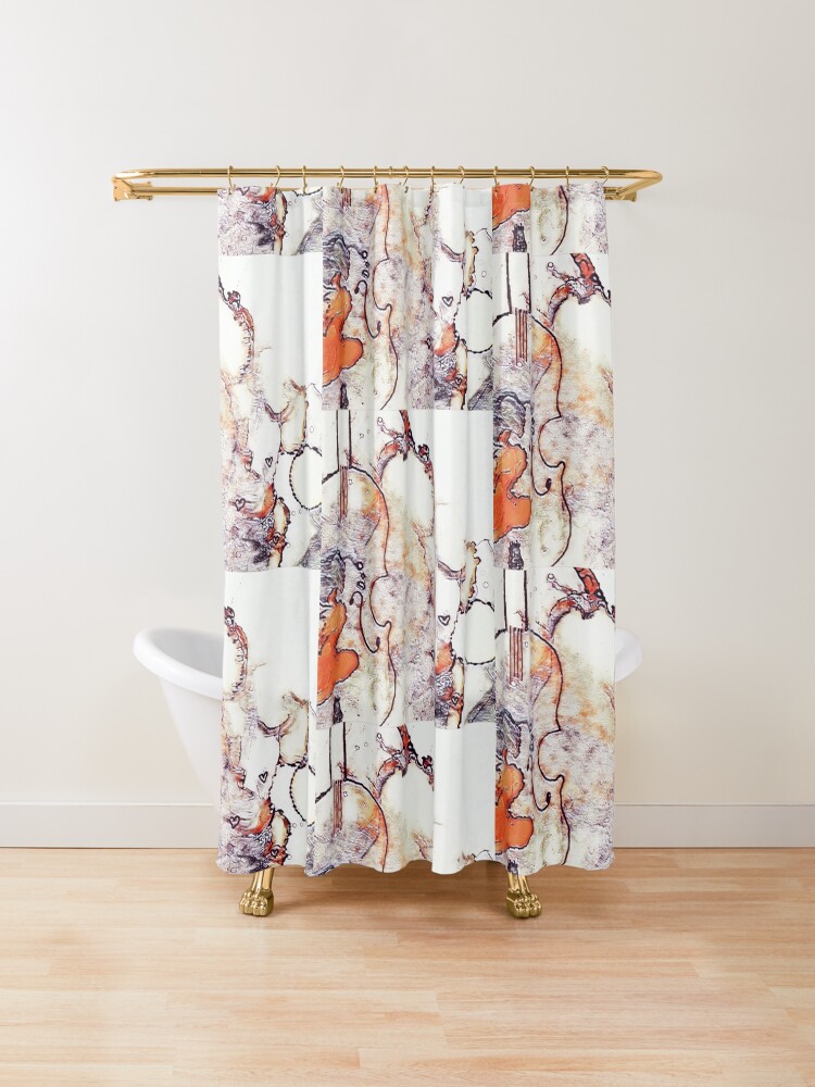 'New Year Violin ' Shower Curtain by sspellmancann