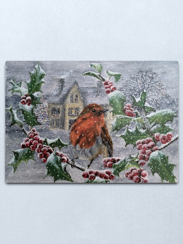 Alternate view of Robin in Snow - Wall Art Metal Print
