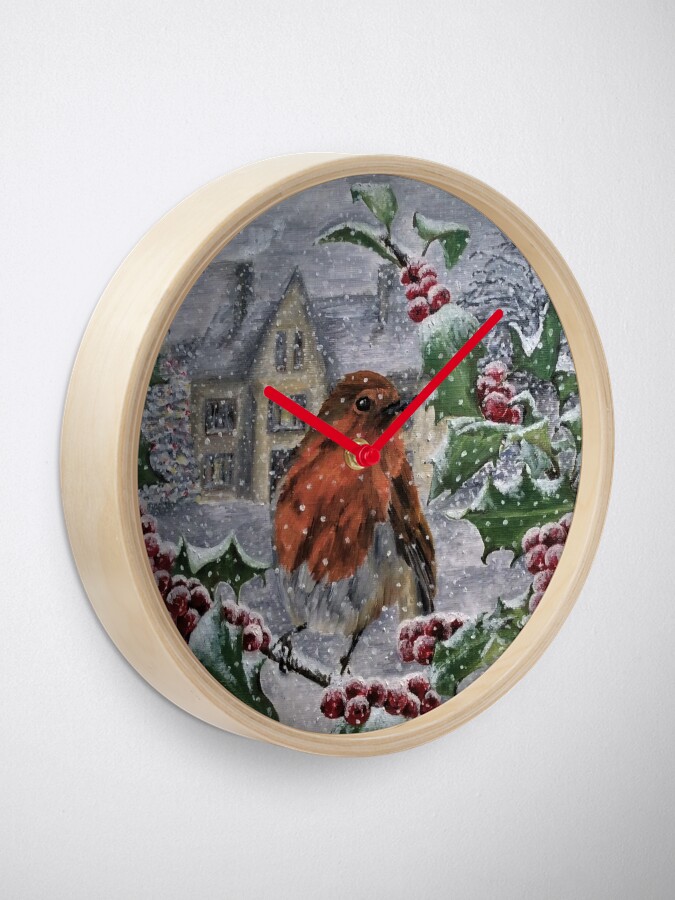 Alternate view of Robin in Snow - Clock Clock