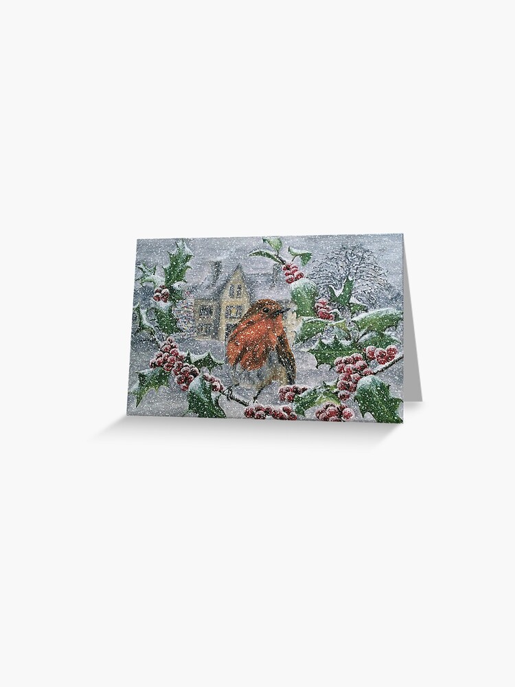 Thumbnail 1 of 2, Greeting Card, Very Snowy Robin Postcard designed and sold by EuniceWilkie.