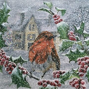 Artwork thumbnail, Very Snowy Robin Postcard by EuniceWilkie