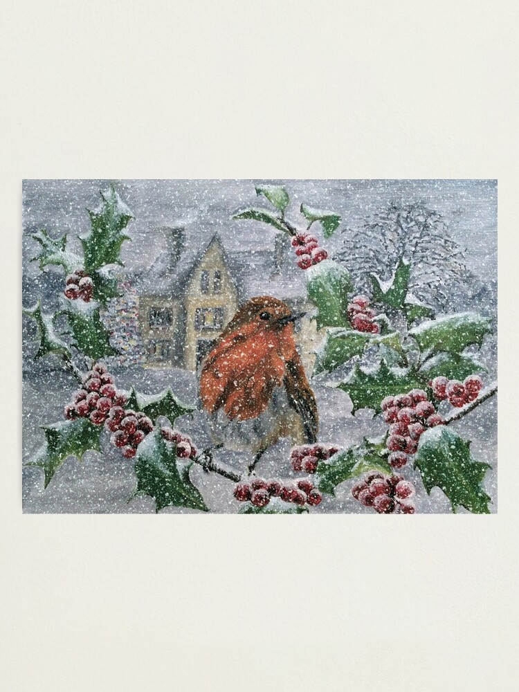 Alternate view of Robin in Heavy Snow - Wall Art Photographic Print
