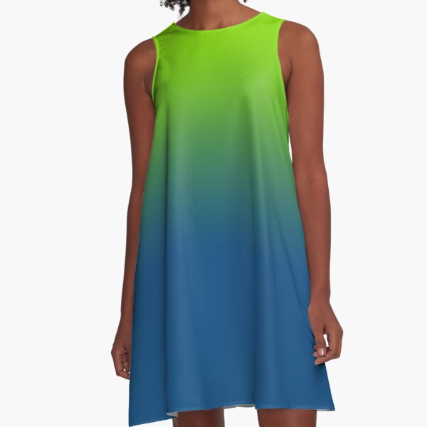 Ombre vert vif à bleu classique Robe trapèze