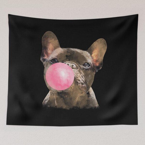Item preview, Watercolor french bulldog with bubblegum designed and sold by Collagedream.