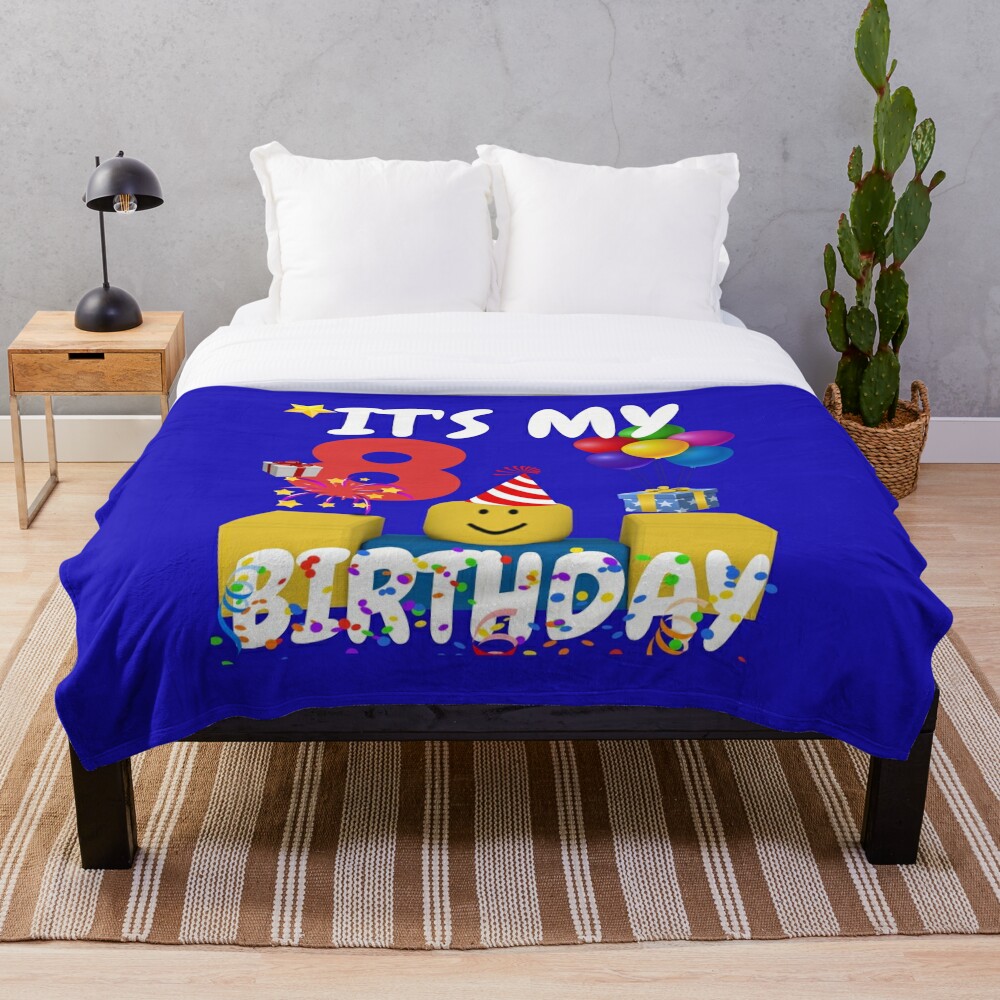 Roblox Noob Birthday Boy It S My 8th Birthday Fun 8 Years Old Gift T Shirt Throw Blanket By Smoothnoob Redbubble - picture of a roblox noob dino