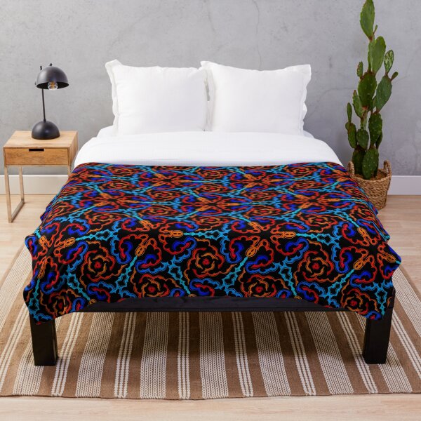 Blue Red Ankara Throw Blanket