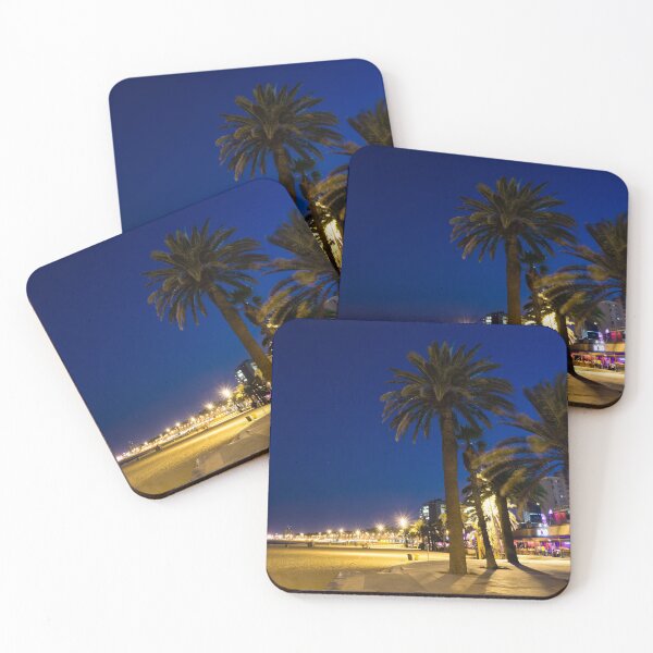 Item preview, The Golden Beach of Barcelona - Bright Lights Blue Hour in La Barceloneta designed and sold by Georgia Mizuleva.
