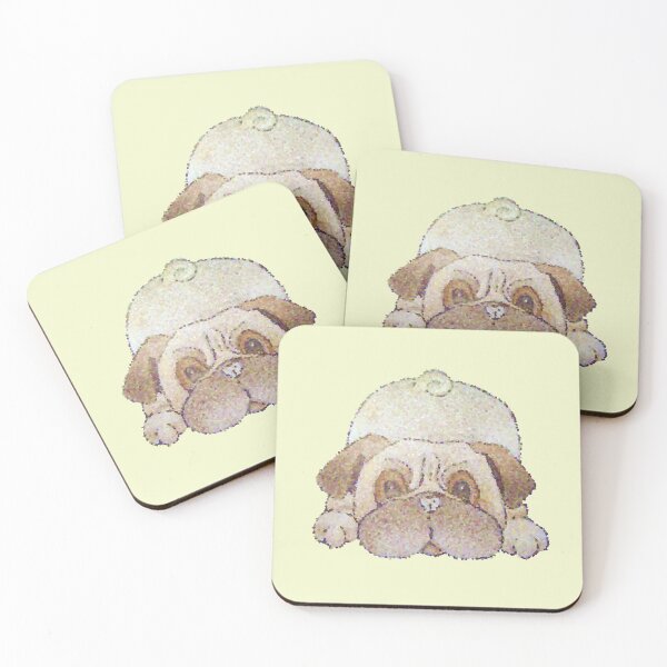 Item preview, dog drawing play bowing cute pug designed and sold by pollywolly.