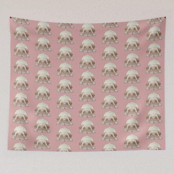 Item preview, dog drawing play bowing cute pug designed and sold by pollywolly.