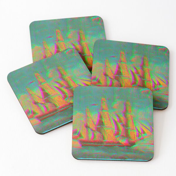 Item preview, Carrack Flagship - Vaporwave Pop Art Painting designed and sold by Dator-Abstracts.
