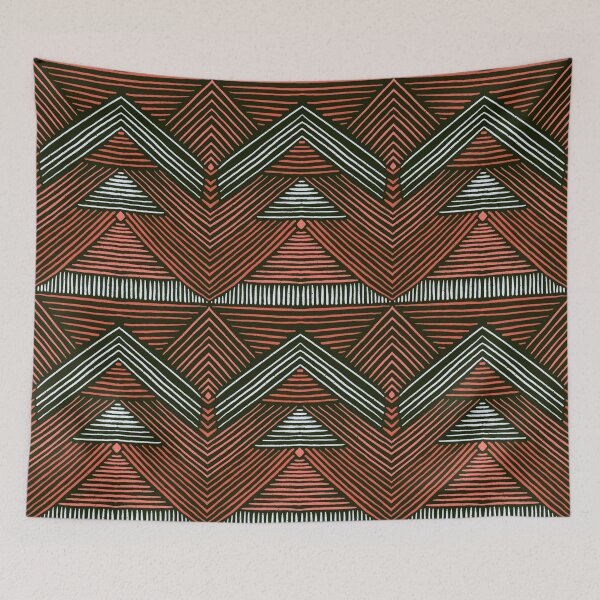 Item preview, Red Mudcloth Mountains designed and sold by inkblotcreative.