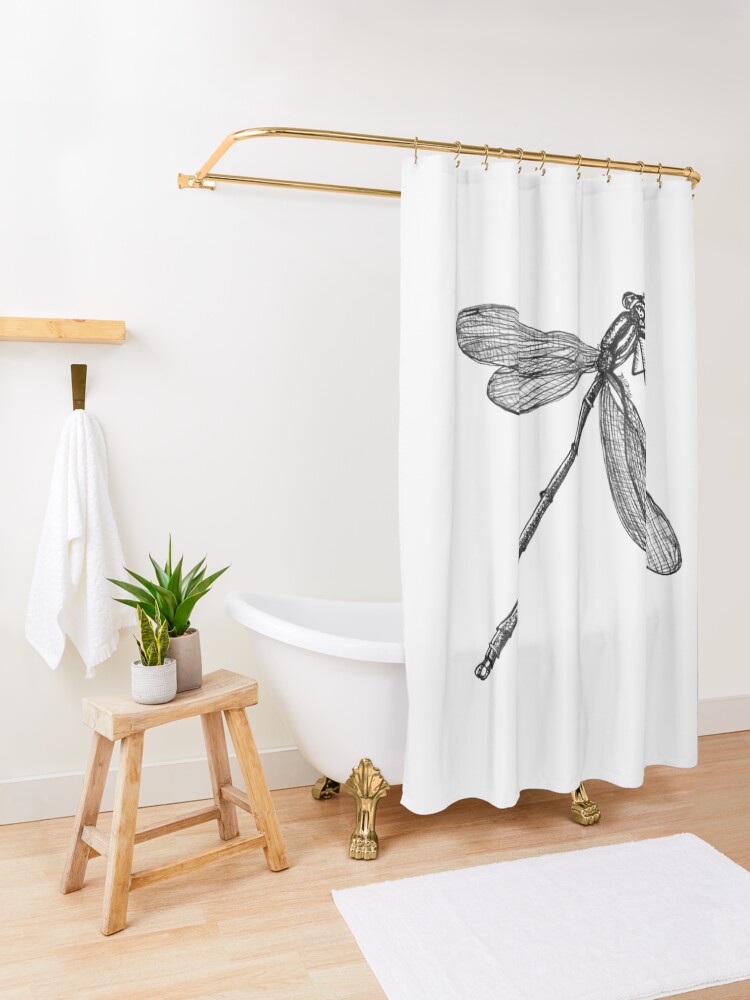 Alternate view of Eve the Dragonfly on the way up Shower Curtain