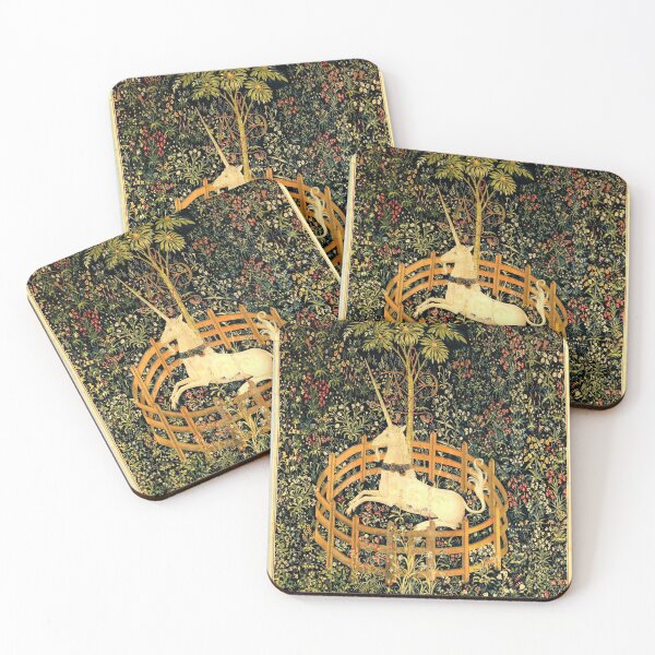The Unicorn in Captivity - On view at The Met Cloisters -Gallery 17 Coasters (Set of 4)