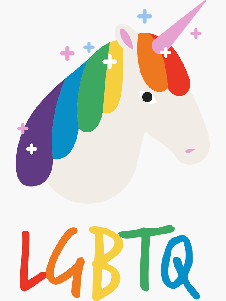 "Unicorn LGBTQ Blue" Sticker by FiyaTees Redbubble