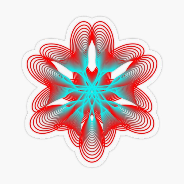 Spirograph with Red and Blue Transparent Sticker