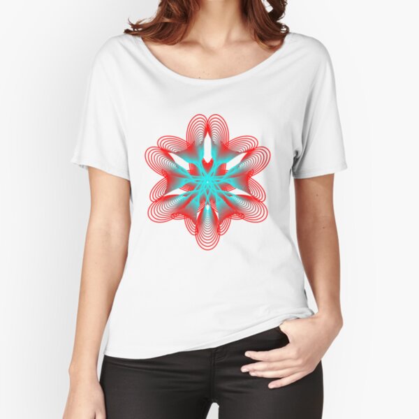 Spirograph with Red and Blue Relaxed Fit T-Shirt