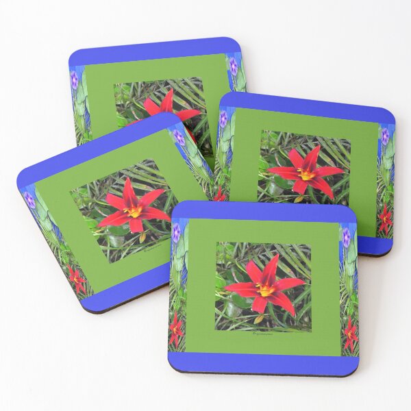 Item preview, EXPLOSION 1 flowers leaves lily star ipomea palm phoenix background blue green red nature designed and sold by dragonemma.