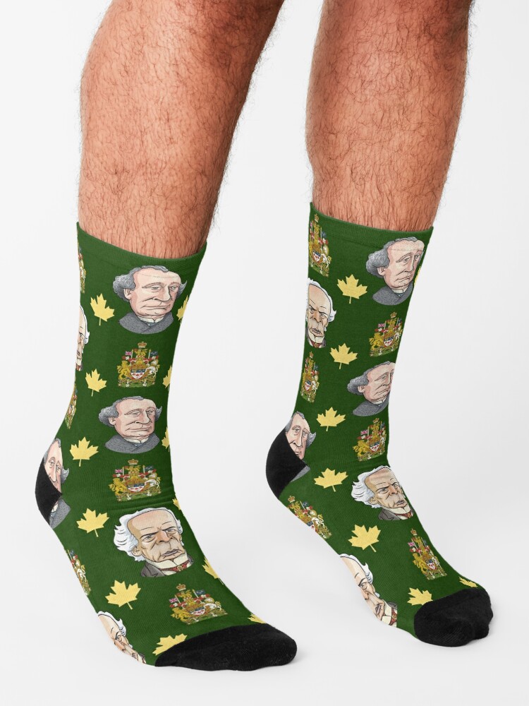 Thumbnail 3 of 5, Socks, Prime Ministers John A MacDonald & Wilfrid Laurier designed and sold by MacKaycartoons.