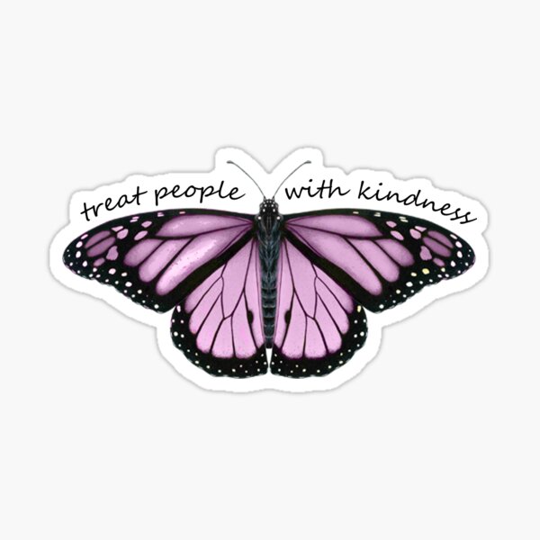 Treat People With Kindness Butterfly in Purple Sticker