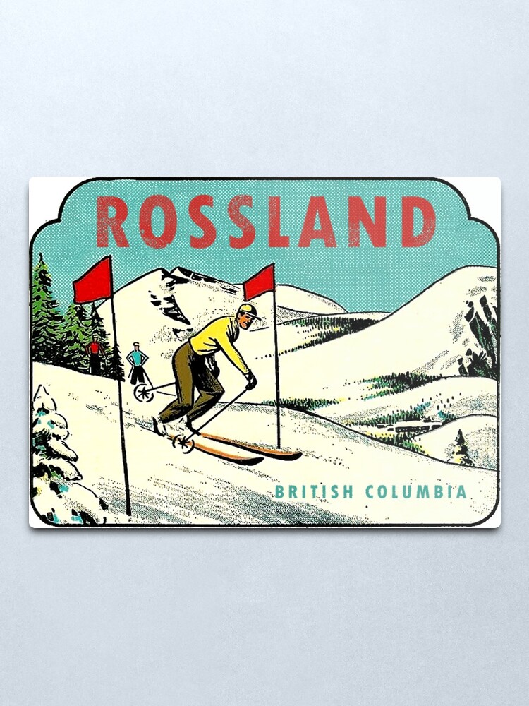 Alternate view of Rossland BC Skiing Vintage Travel Decal Metal Print