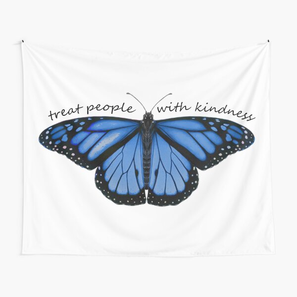 Treat People With Kindness Butterfly in Blue Tapestry