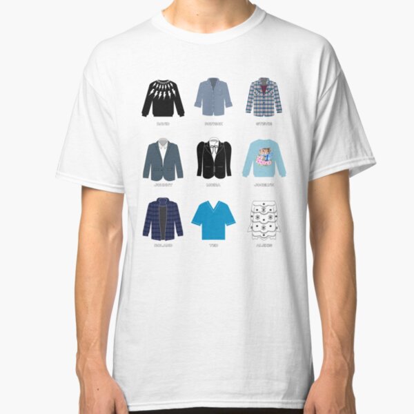 Schitt's Creek Iconic Costumes for David Rose, Patrick Brewer, Stevie Budd, Johnny Rose, Moira Rose, Jocelyn Schitt, Roland Schitt, Ted Mullins and Alexis Rose Classic T-Shirt