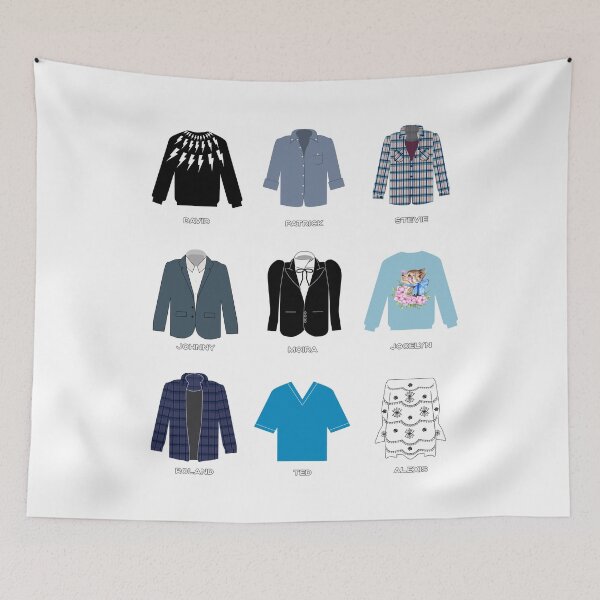 Item preview, Schitt's Creek Iconic Costumes for David Rose, Patrick Brewer, Stevie Budd, Johnny Rose, Moira Rose, Jocelyn Schitt, Roland Schitt, Ted Mullins and Alexis Rose designed and sold by The-Goods.