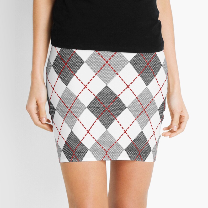 Gray Argyle Mini Skirt
