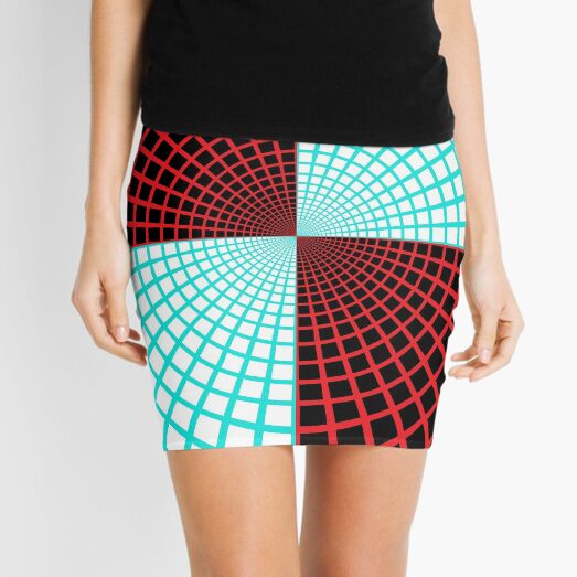Blue/Red Circles and Rays on White and Dark Backgrounds - Tate Gallery, Britain Mini Skirt