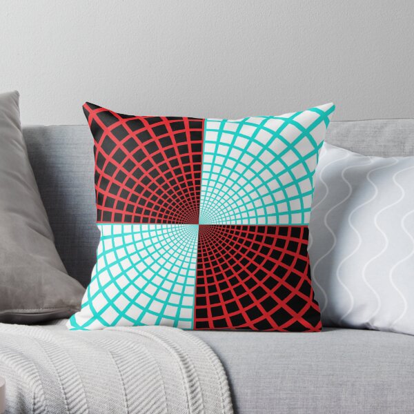 Blue/Red Circles and Rays on White and Dark Backgrounds - Tate Gallery, Britain Throw Pillow