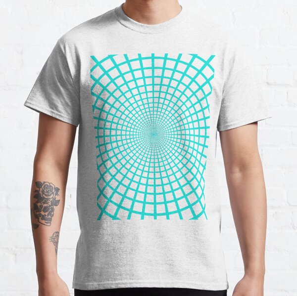 Blue Circles and Rays on White Background - фон иллюзия Classic T-Shirt
