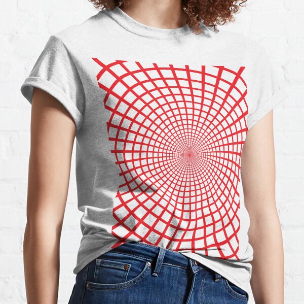 Red Circles and Rays on White Background - Astralasia Wind on Water Classic T-Shirt