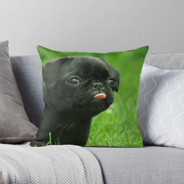 Black Pug Throw Pillow