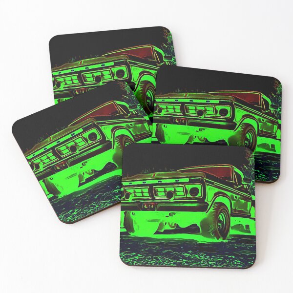 Item preview, 1977 Pickup Ooze Green On Black Background  designed and sold by Goose Motors.